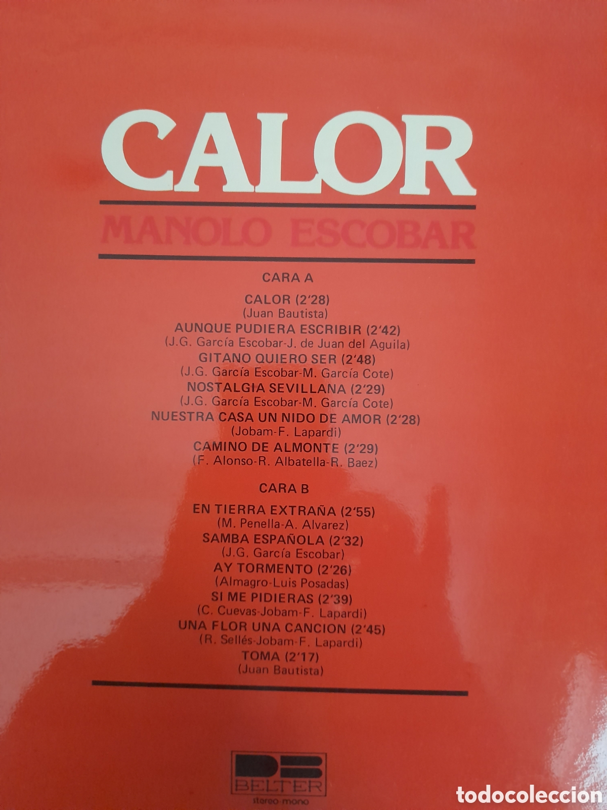 Discos de vinilo: Manolo Escobar. CALOR. - Foto 2