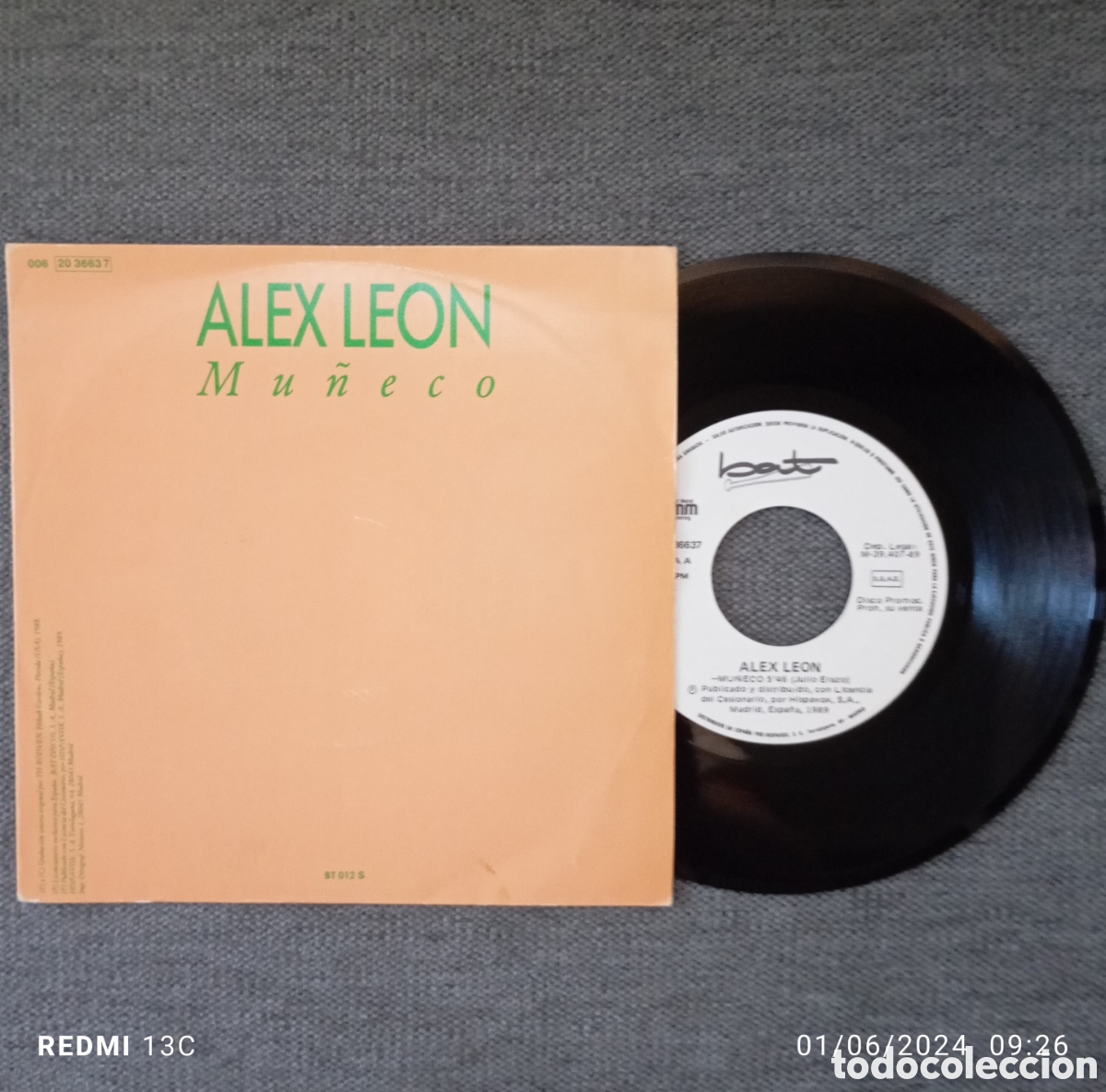 Discos de vinilo: Alex Leon. Mu&ntilde;eco/ Mu&ntilde;eco. Single 7&rdquo;, a&ntilde;o 1989 - Foto 1