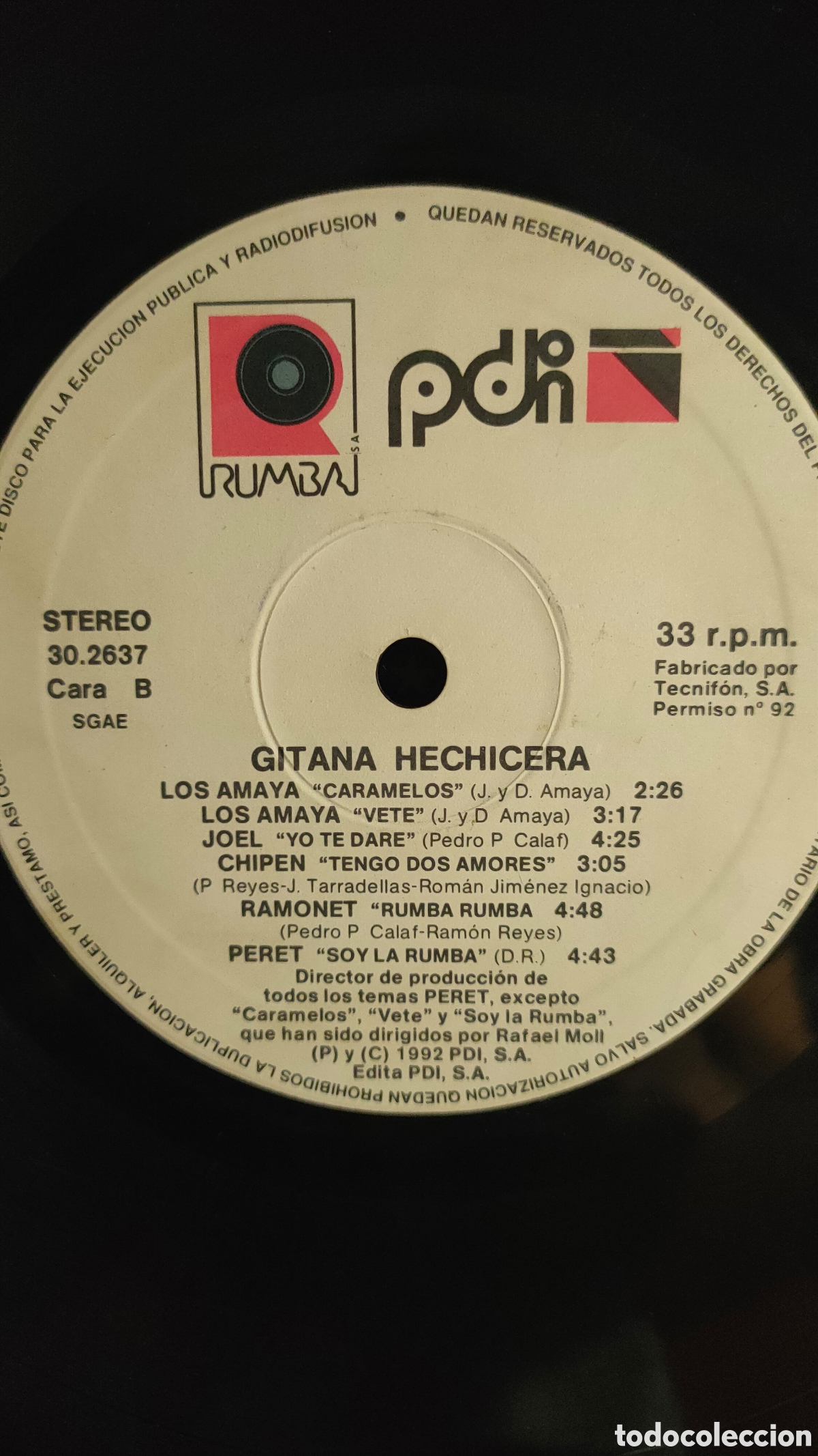 Discos de vinilo: Peret &ndash; Gitana Hechicera ..1992 original Spain.. LP disco de vinilo - Foto 4