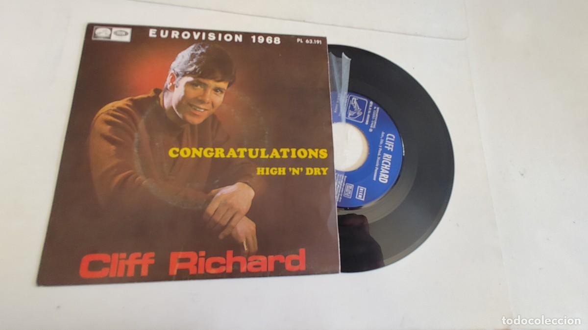 Discos de vinilo: CLIFF RICHARD-SINGLE CONGRATULATIONS-NUEVO - Foto 1