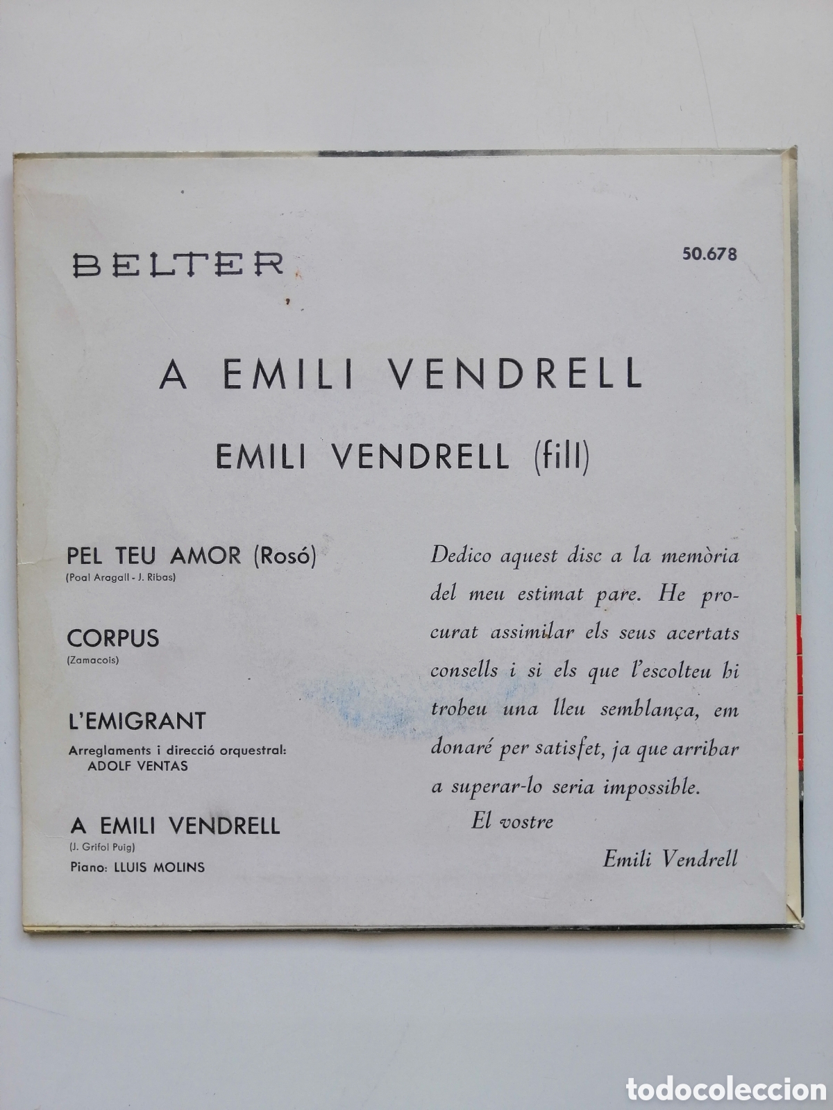 Discos de vinilo: A Emili Vendrell vinilo - Foto 2