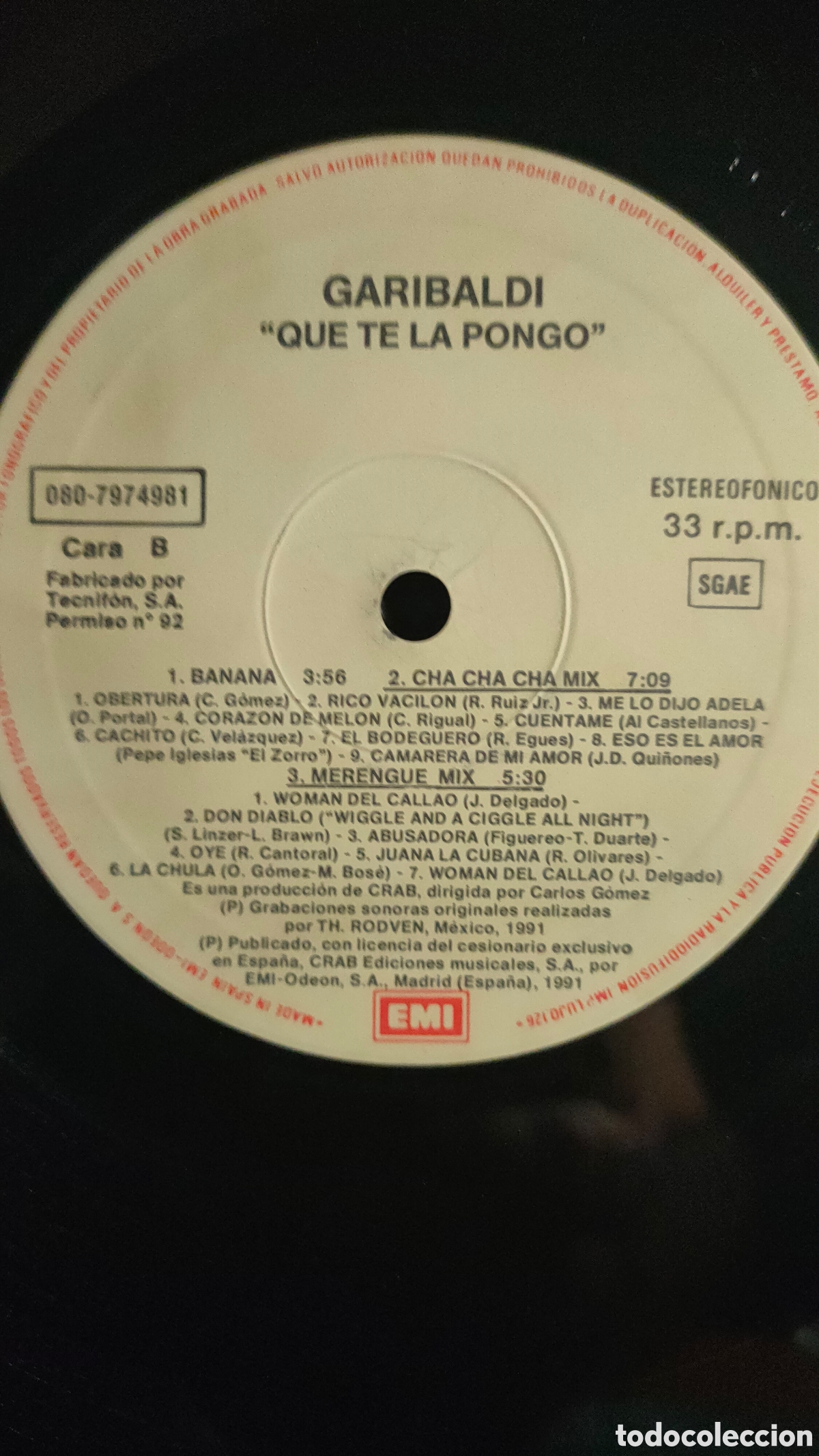 Discos de vinilo: Garibaldi &ndash; Que Te La Pongo ..1991 original Spain.. LP disco de vinilo - Foto 4