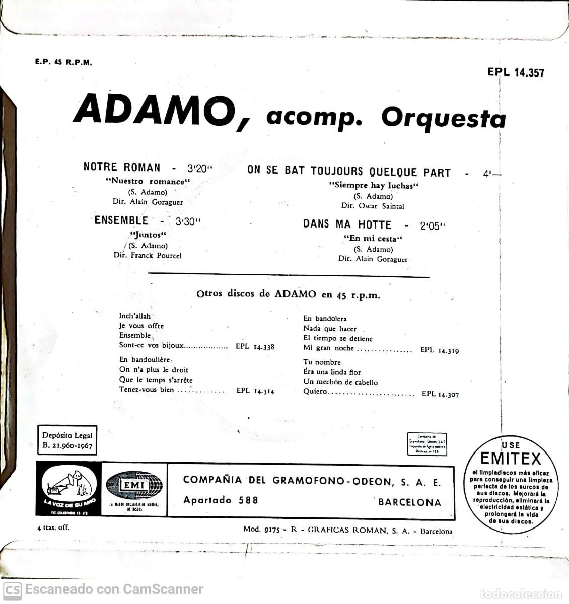 Discos de vinilo: Adamo &lrm;&ndash; Notre Roman - Foto 2