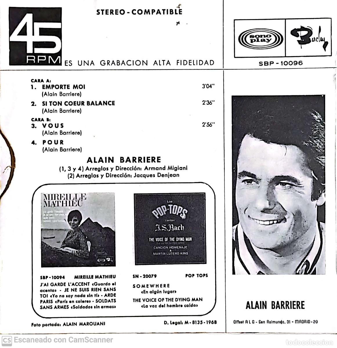 Discos de vinilo: Alain Barriere* &lrm;&ndash; Emporte Moi - Foto 2