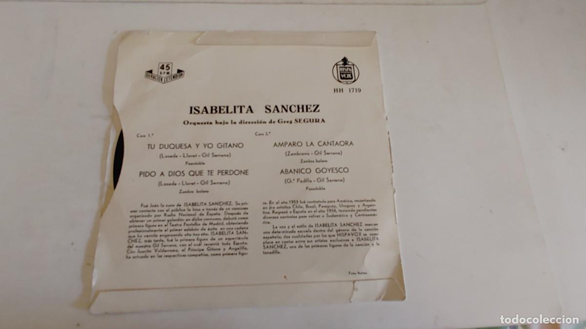 Discos de vinilo: ISABELITA SANCHEZ-EP TU DUQUESA Y YO GITANO +3 - Foto 2