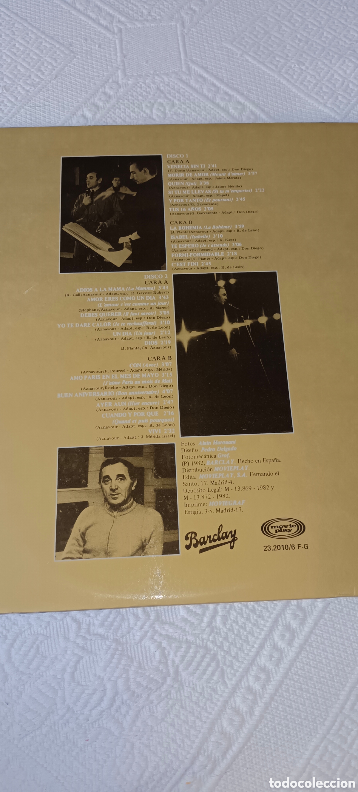 Discos de vinilo: Doble LP Charles Aznavour Oro a&ntilde;o 1982 - Foto 2