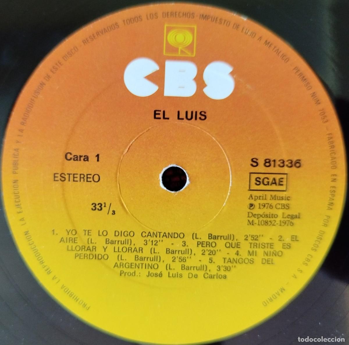 Discos de vinilo: EL LUIS ** El Luis ** VINILO LP ORIGINAL 1976 - Foto 3