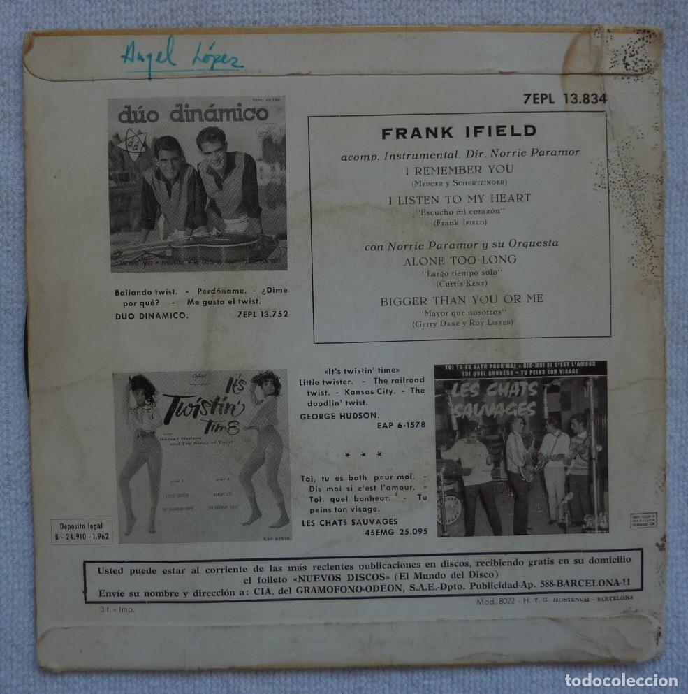 Discos de vinilo: FRANK IFIELD // I REMEMBER YOU+3// 1962 // EP - Foto 2