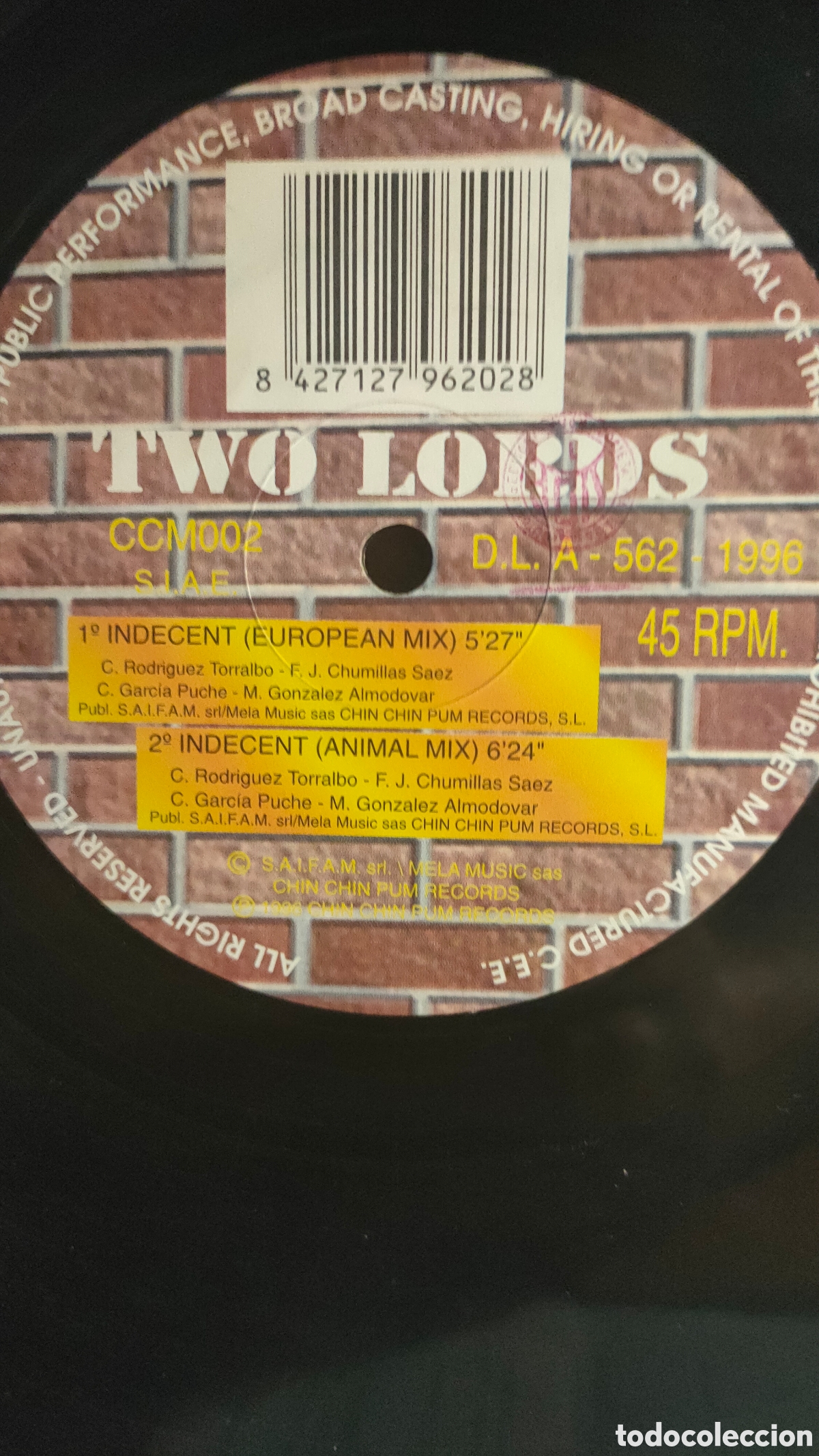 Discos de vinilo: Two Lords &ndash; Indecent ..1996 original Spain disco de vinilo - Foto 3