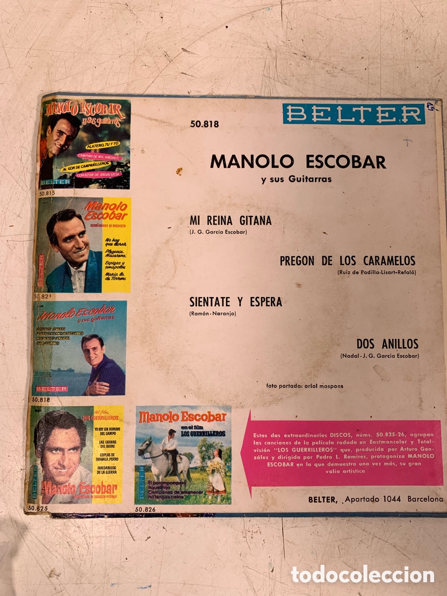Discos de vinilo: 01_ Disco single Manolo Escobar a&ntilde;o 1962 - Foto 2