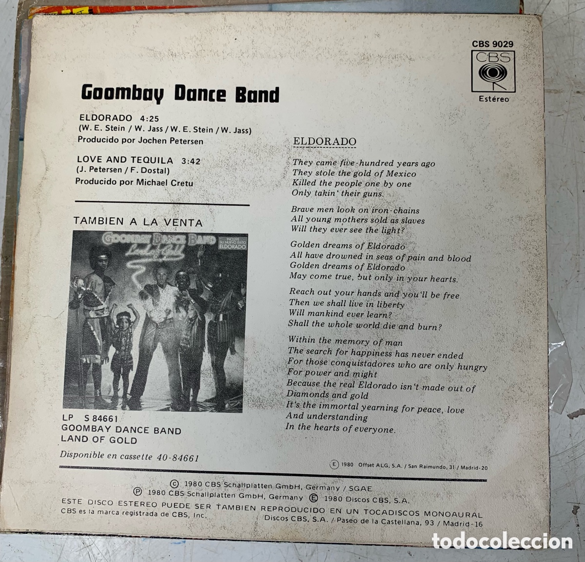 Discos de vinilo: 01_ single GOOMBAY DANCE BAND Eldorado - Foto 2