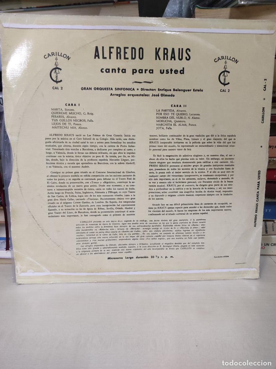 Discos de vinilo: Alfredo Kraus &ndash; Canta Para Usted... - Foto 2
