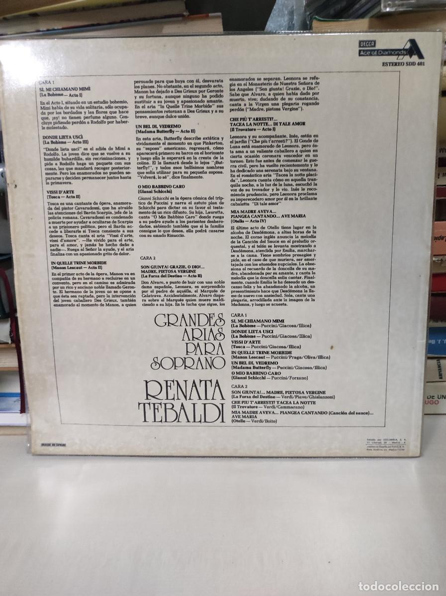 Discos de vinilo: Renata Tebaldi &ndash; Grandes Arias Para Soprano - Foto 2