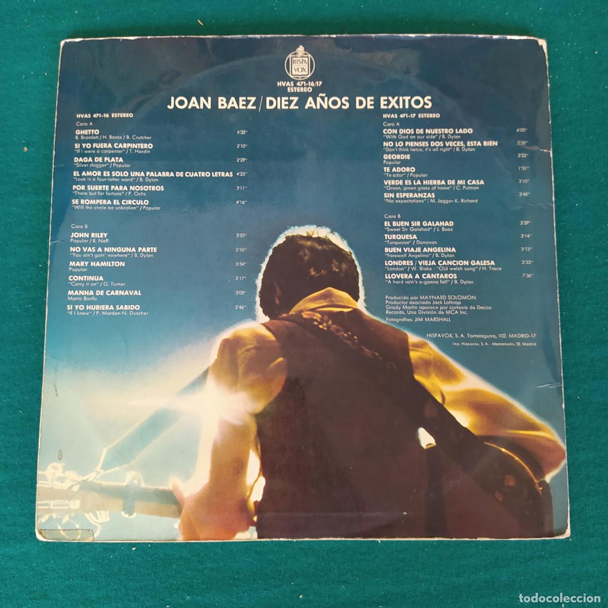 Discos de vinilo: Joan Baez &ndash; Diez A&ntilde;os De &Eacute;xitos 1960 - 1970 - Foto 2
