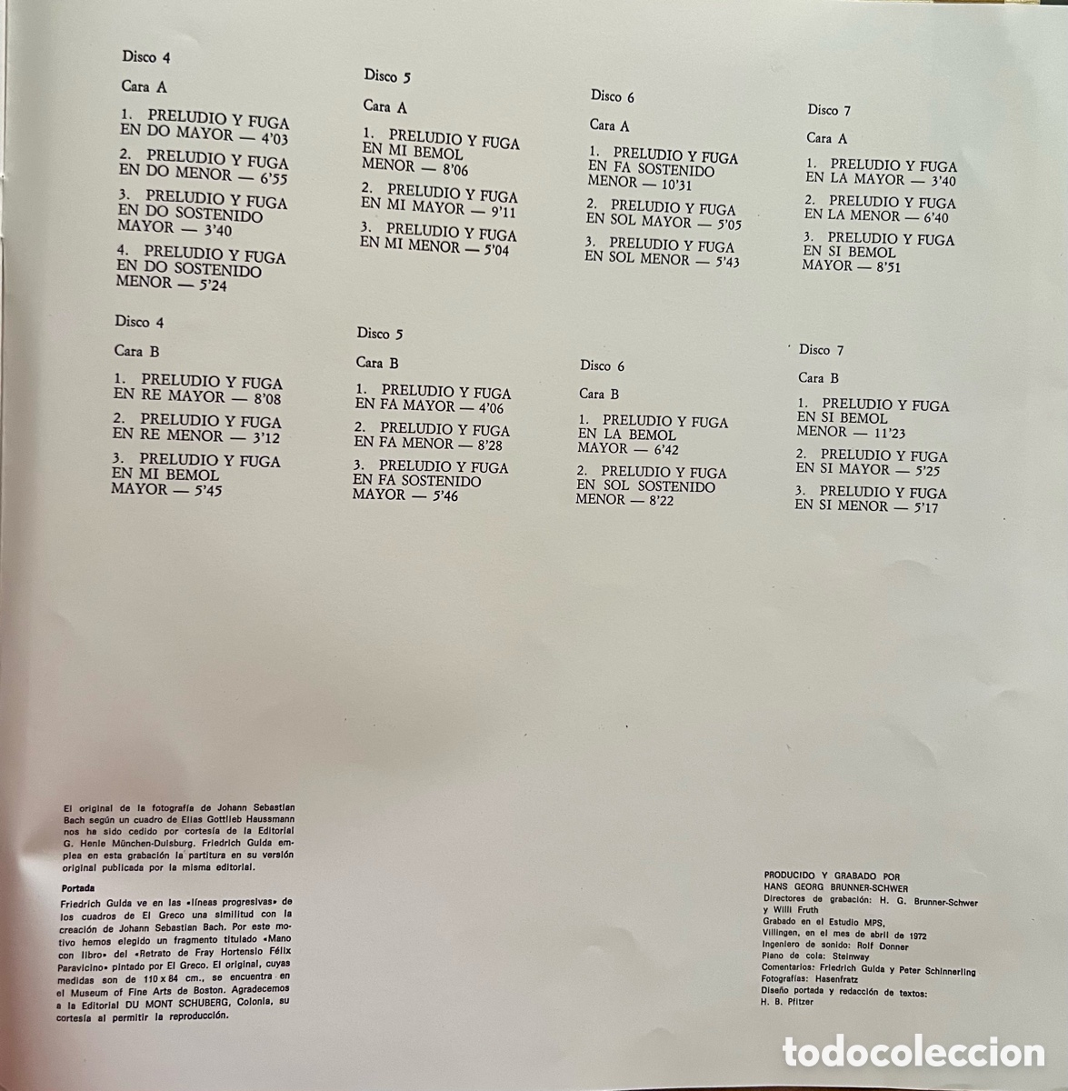 Discos de vinilo: Friedich Gulda, J.S. Bach, El clave bien temperado - Foto 4