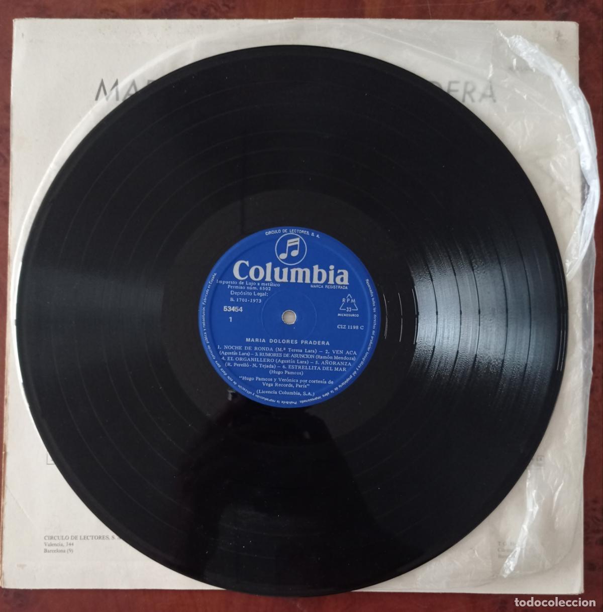 Discos de vinilo: DISCO LP MAR&Iacute;A DOLORES PRADERA. EDICI&Oacute;N CIRCULO DE LECTORES - Foto 3
