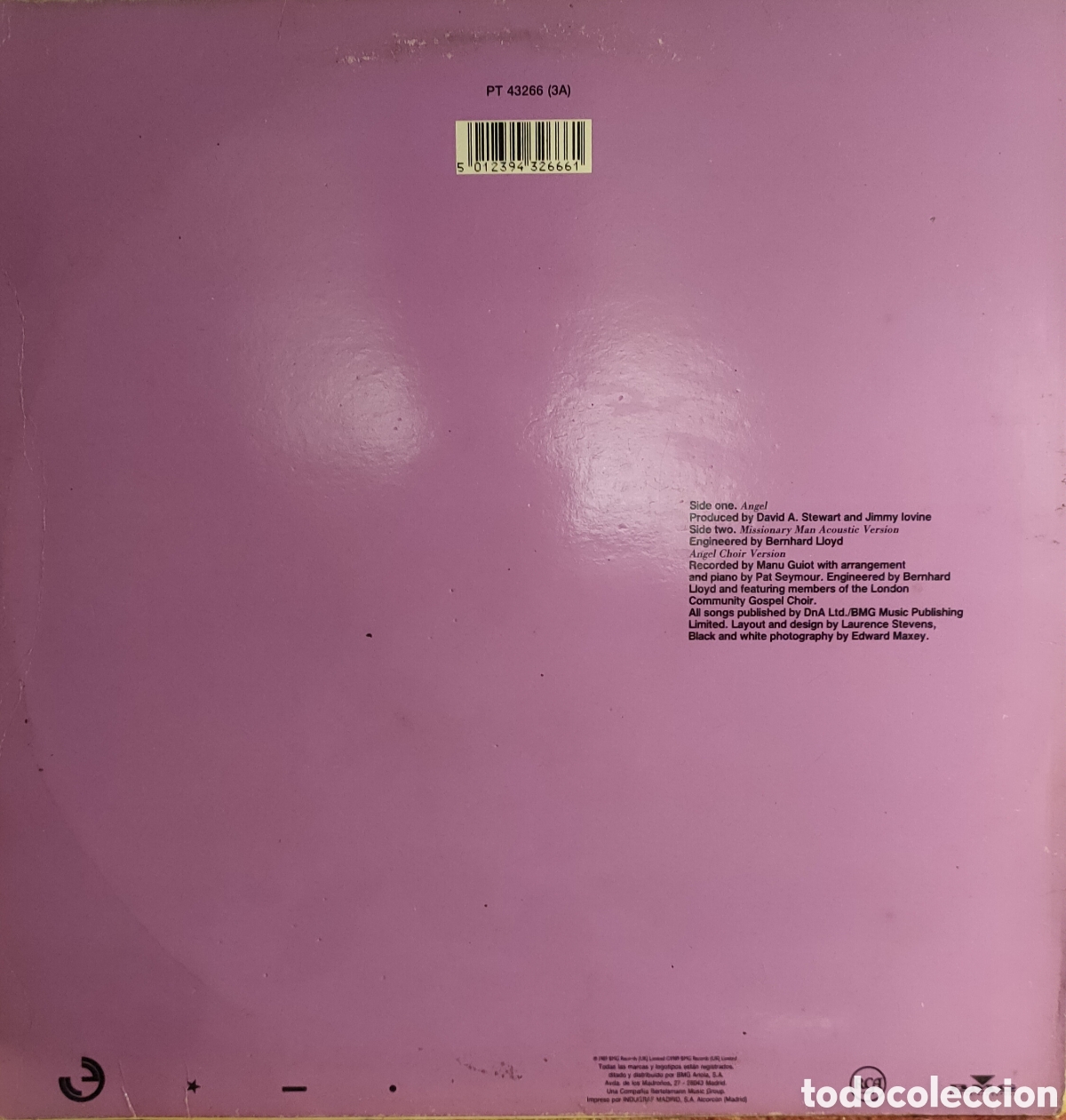 Discos de vinilo: Eurythmics &ndash; Angel ..1990 original Spain disco de vinilo - Foto 2