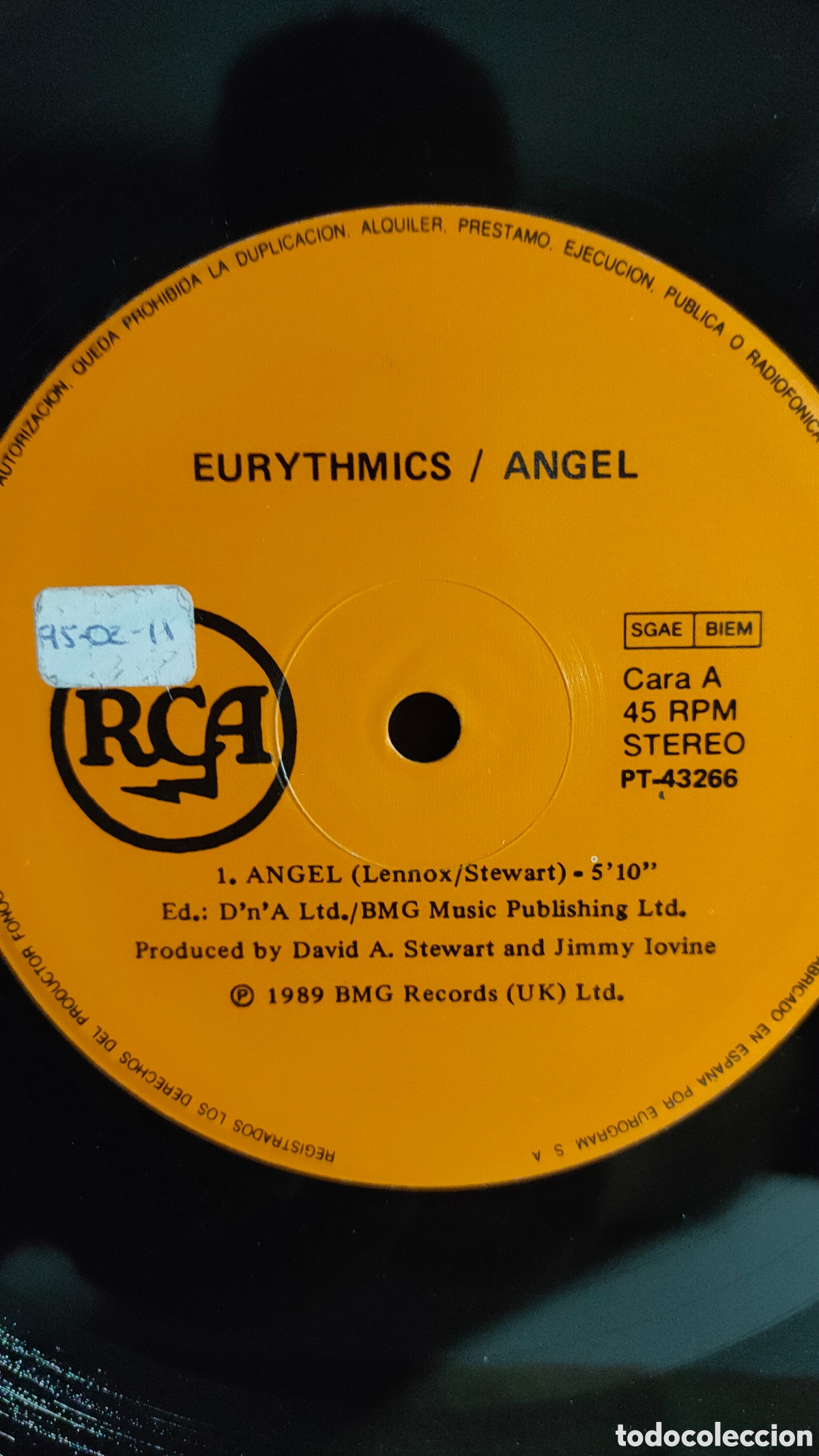 Discos de vinilo: Eurythmics &ndash; Angel ..1990 original Spain disco de vinilo - Foto 3