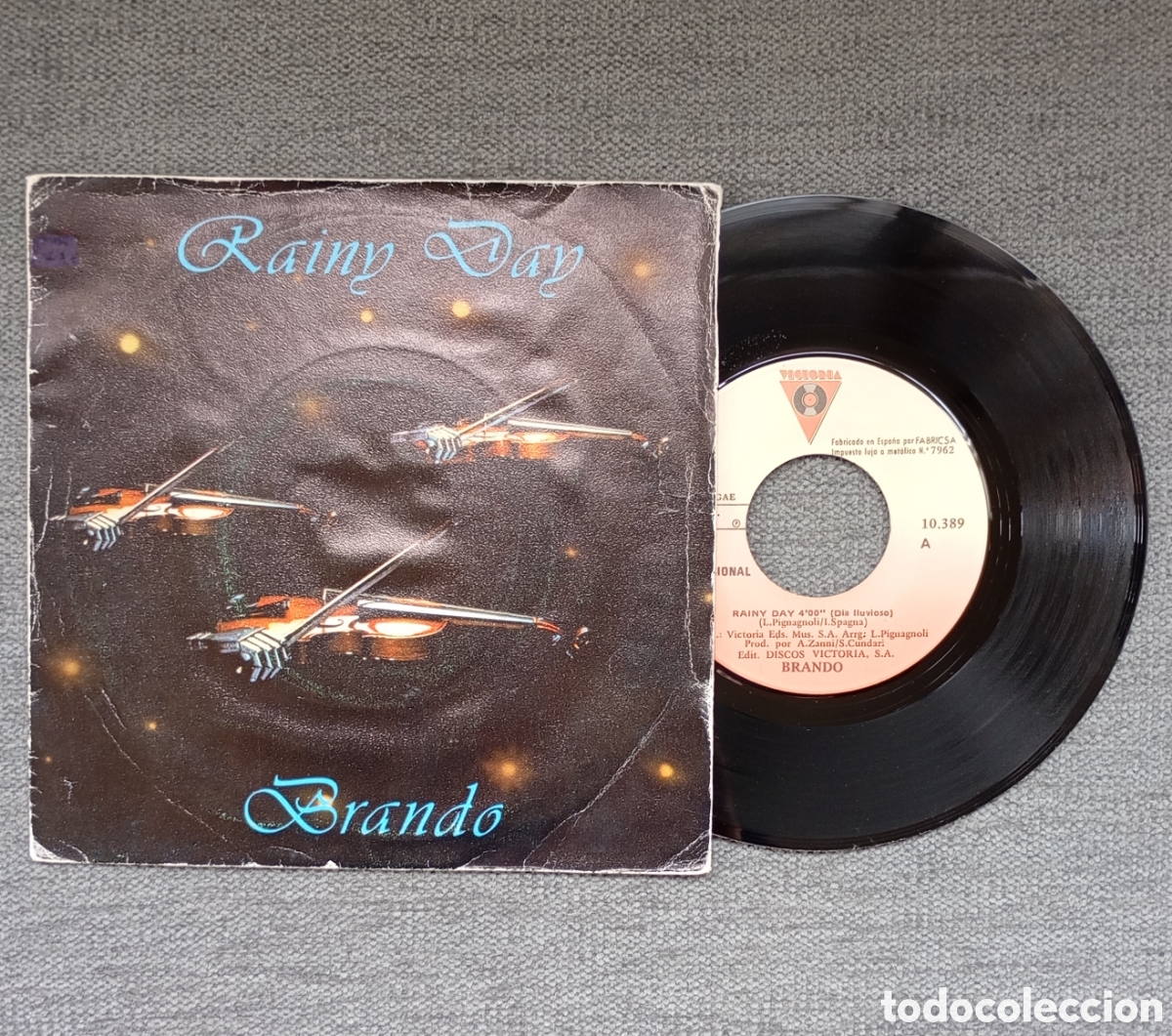 Disques de vinyle: Brando. Rainy Day/ Rainy Day instrumental. Single 7&rdquo;, a&ntilde;o 1984.