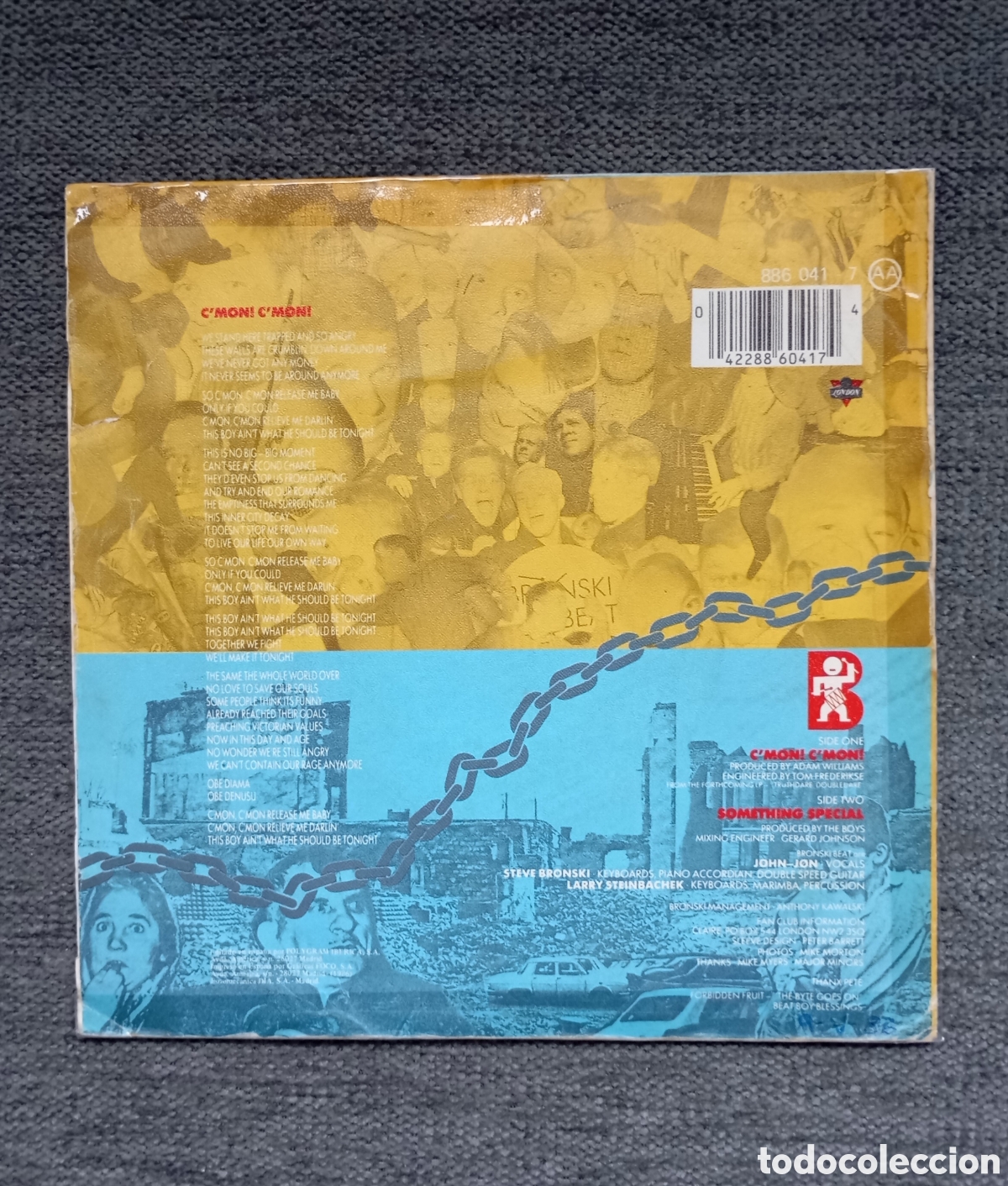 Discos de vinilo: Bronski Beat. CMon!, CMon!/ Something Special. Single 7&rdquo;, a&ntilde;o 1986. - Foto 2