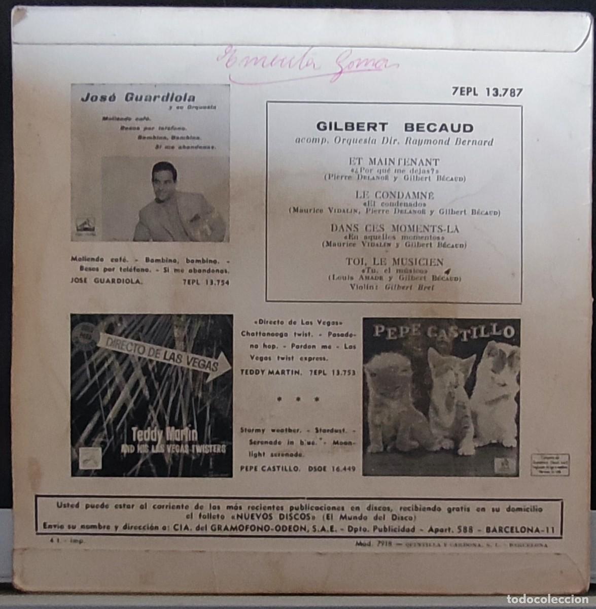 Discos de vinilo: GILBERT BECAUD - 4 CANCIONES - Foto 2