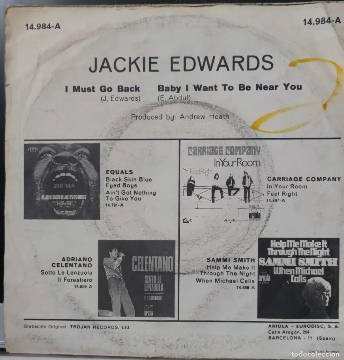 Discos de vinilo: JACKIE EDWARDS - i must go back - Foto 2