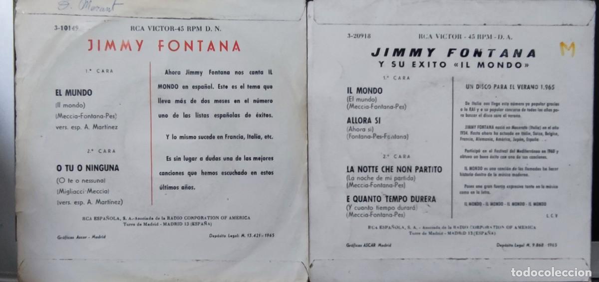 Discos de vinilo: JIMMY FONTANA -2 Singles - Foto 2