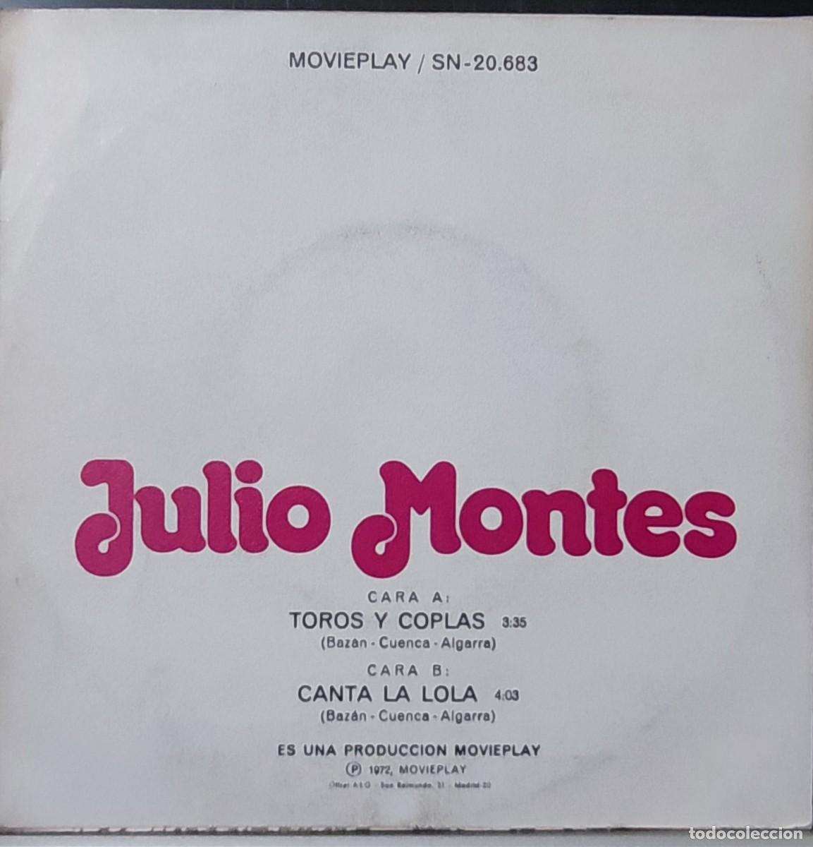 Discos de vinilo: JULIO MONTES - TOROS Y COPLAS - Foto 2