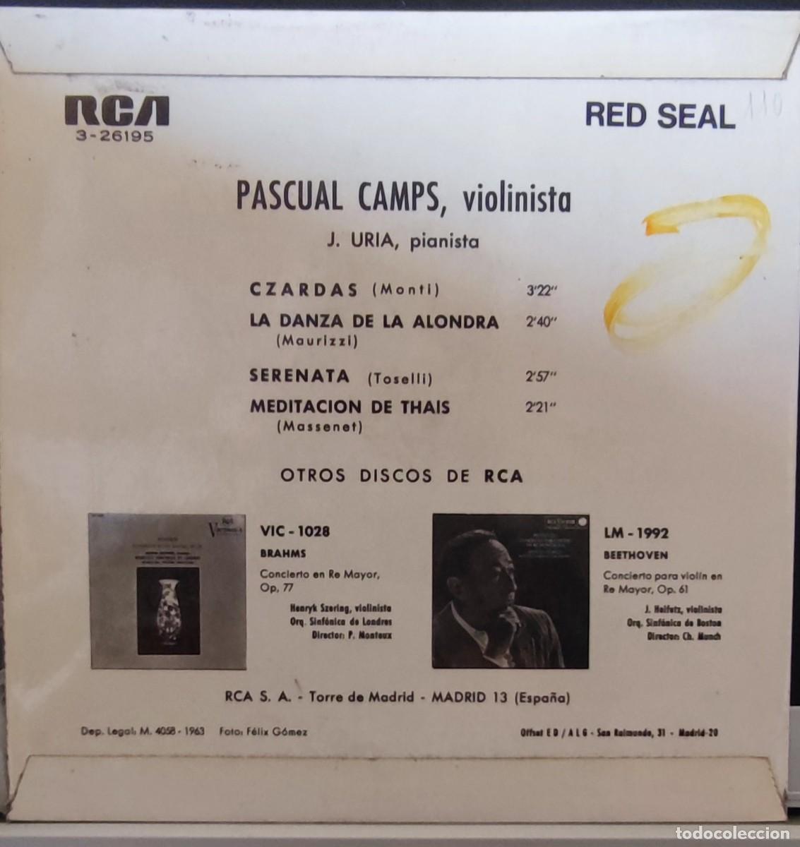 Discos de vinilo: PASCUAL CAMPS - VIOLINISTA - Foto 2