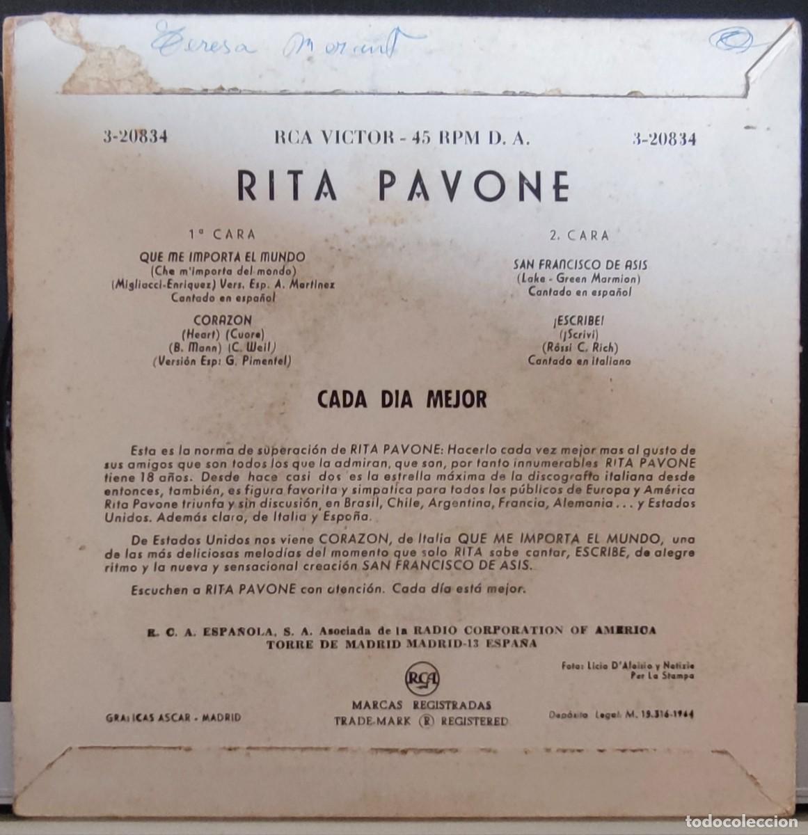 Discos de vinilo: RITA PAVONE - LOTE 2 DISCOS - Foto 2