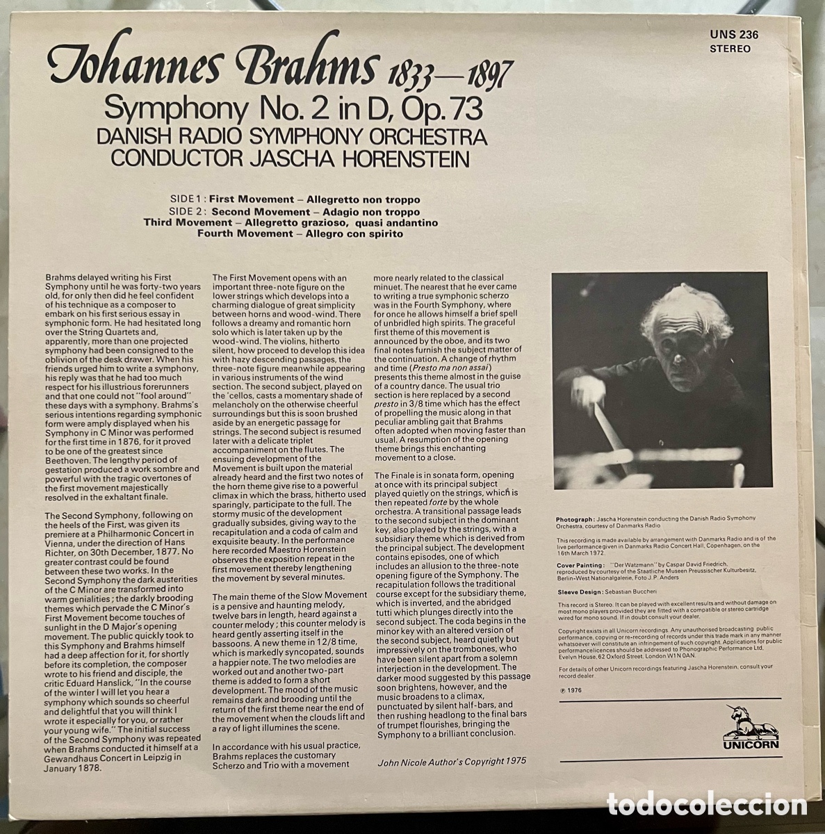 Discos de vinilo: Jascha Horenstein, Brahms Symphony n&deg;2 - Foto 2