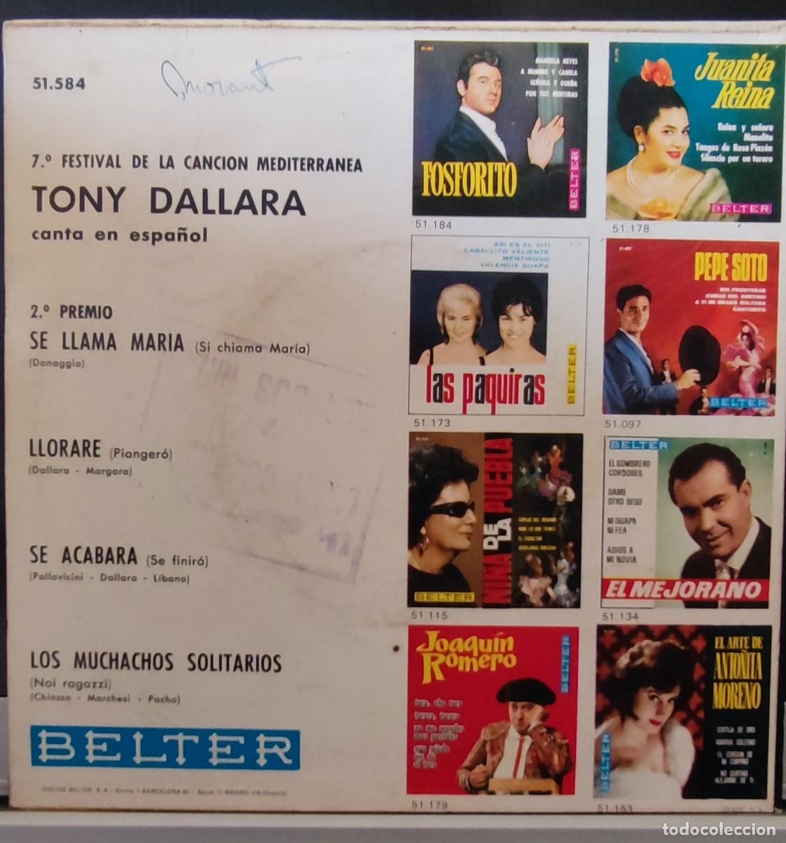 Discos de vinilo: TONY DALLARA - CANTA EN ESPA&Ntilde;OL - Foto 2