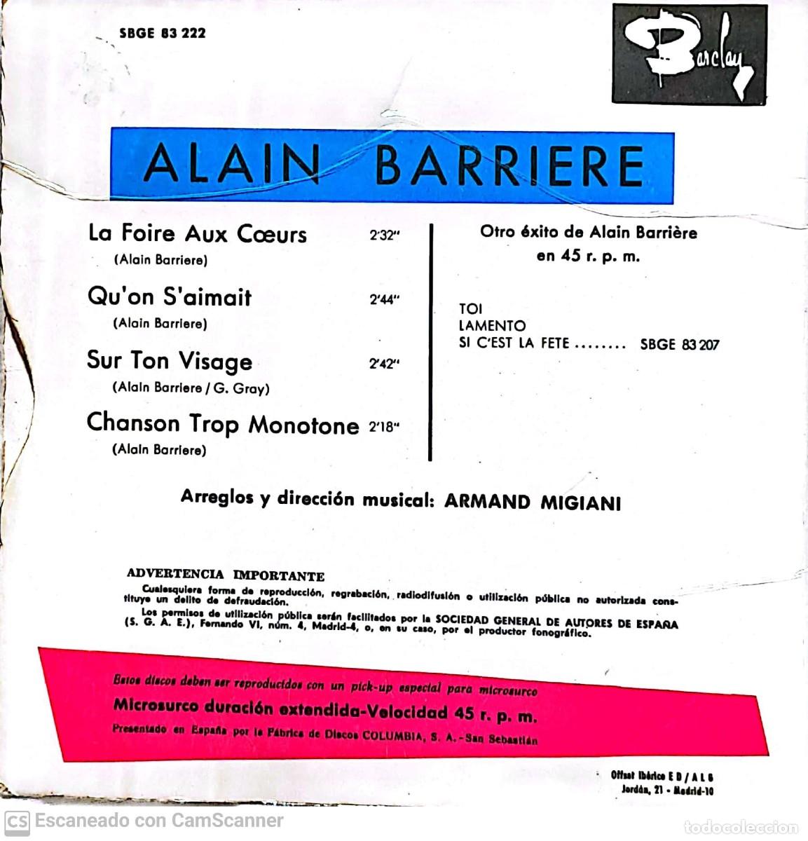 Discos de vinilo: Alain Barri&egrave;re &lrm;&ndash; La Foire Aux C&oelig;urs - Foto 2