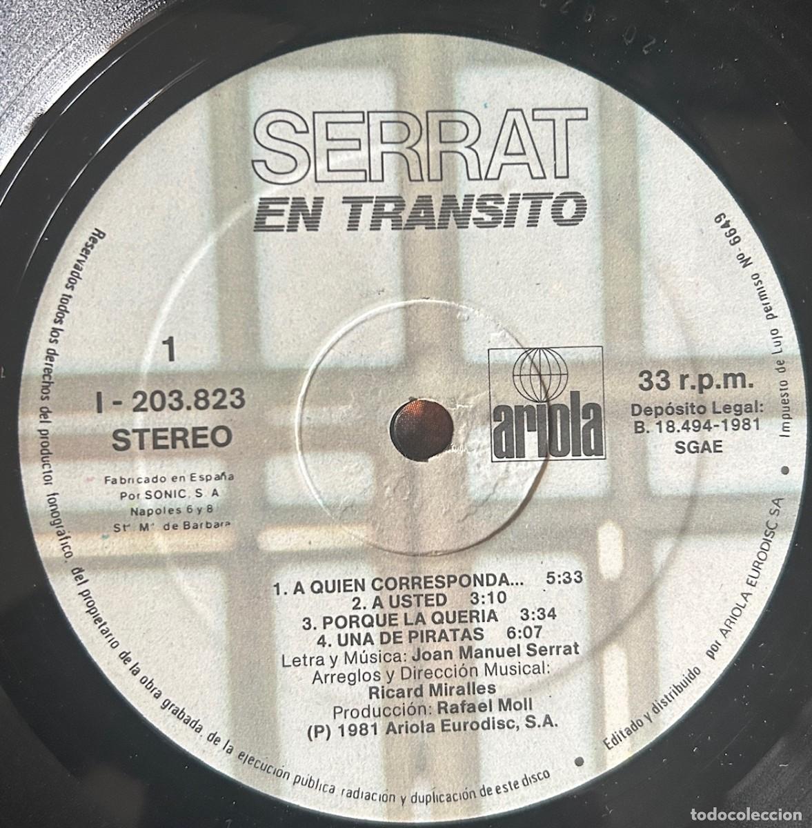Discos de vinilo: Serrat. En Transito.VG/Good+.1981.Spain - Foto 3