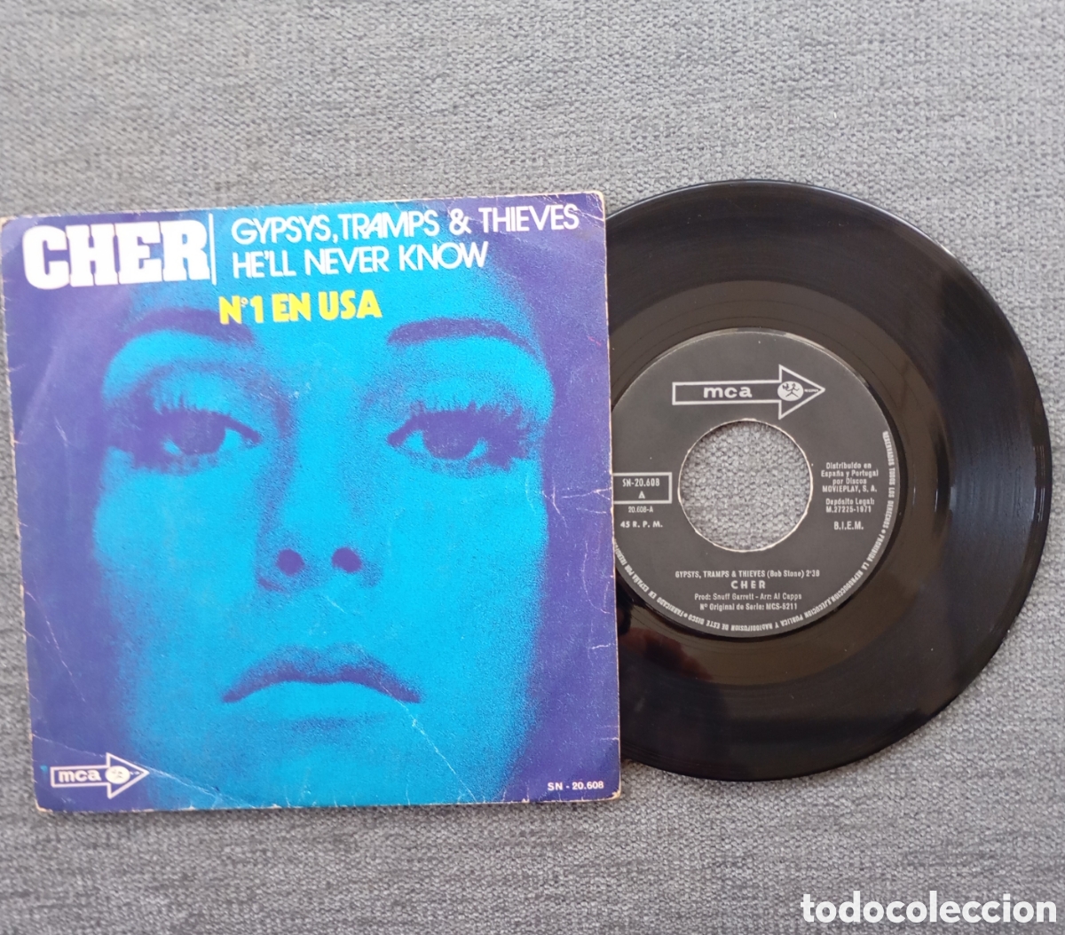 Discos de vinilo: Cher. Gypsy, Tramps & Thieves/ Hell Never Know. Single 7&rdquo;, a&ntilde;o 1971. - Foto 1