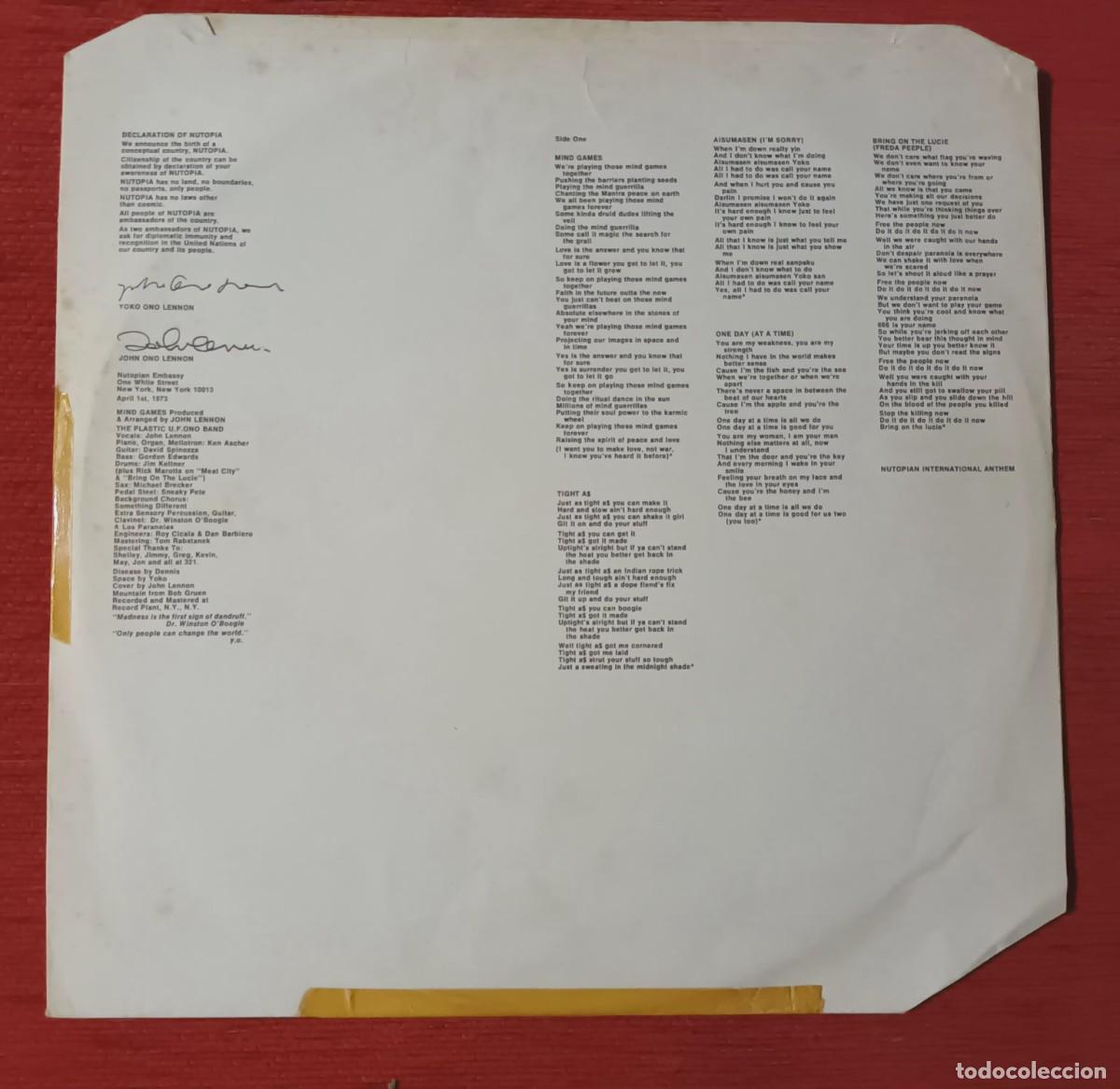 Discos de vinilo: JOHN LENNON - MIND GAMES - LP - Foto 3