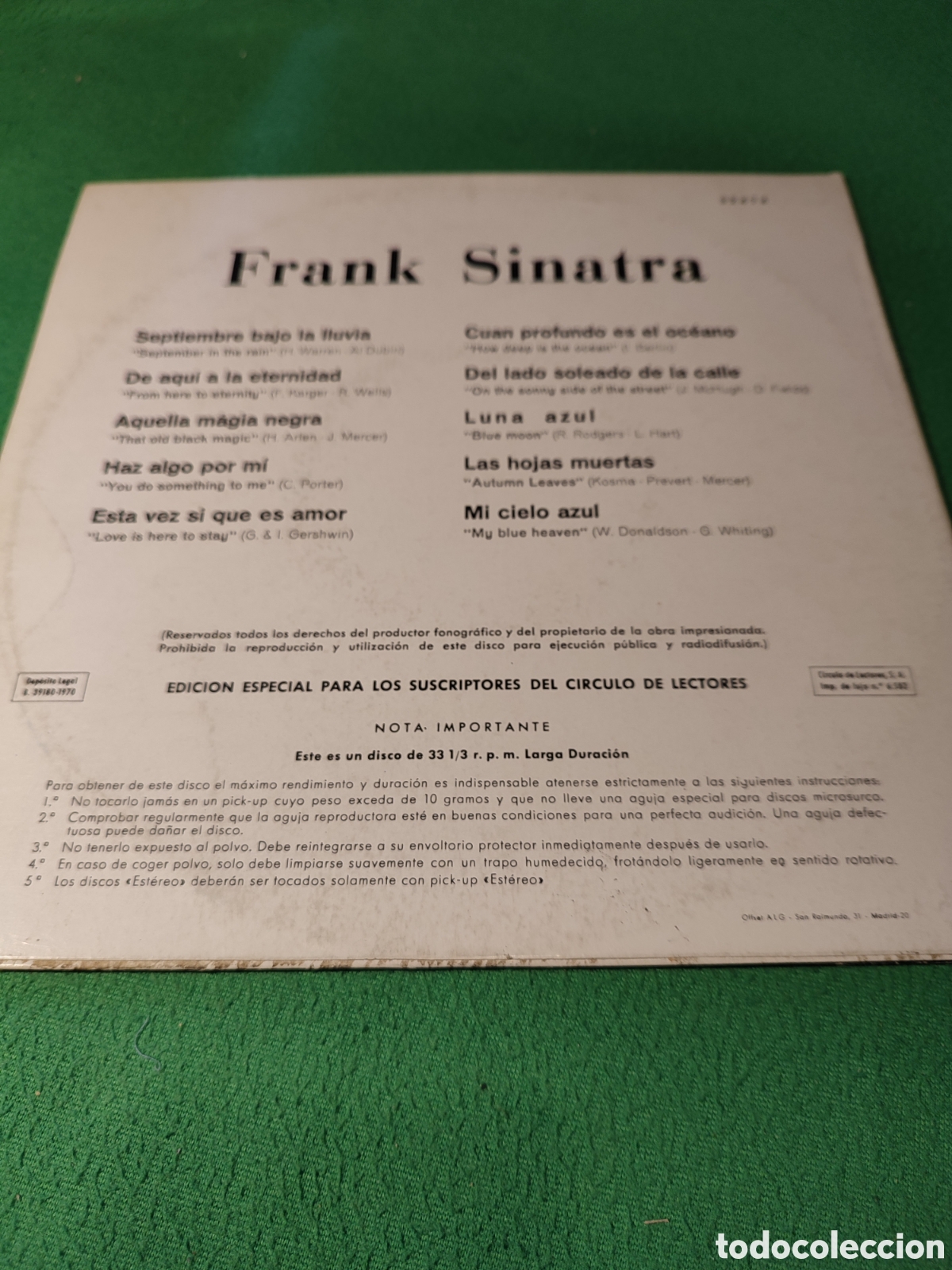 Discos de vinilo: Frank Sinatra - Same Editado por el Circulo de Lectores - Foto 2