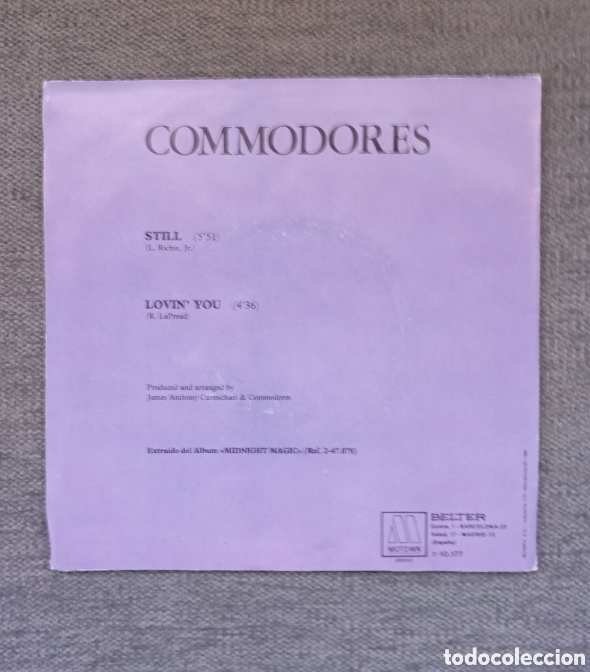 Discos de vinilo: Commodores. Still/ Lovin You. Single 7&rdquo;, a&ntilde;o 1981. - Foto 2