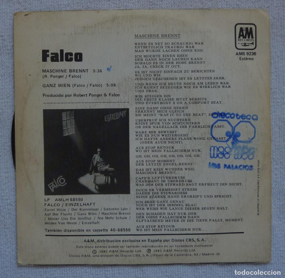 Discos de vinilo: FALCO // MASCHINE BRENNT // 1982 // SINGLE - Foto 2