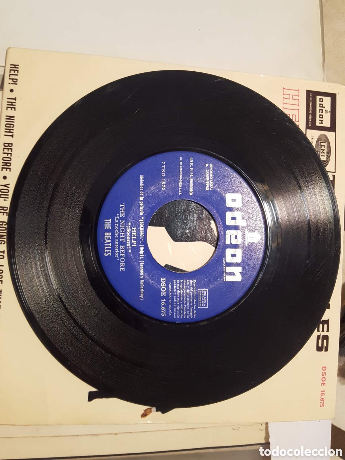 Discos de vinilo: E.P. - Single - The Beatles &ndash; Help! = &iexcl;Socorro! - Odeon &ndash; DSOE 16.675 - Spain - Foto 5