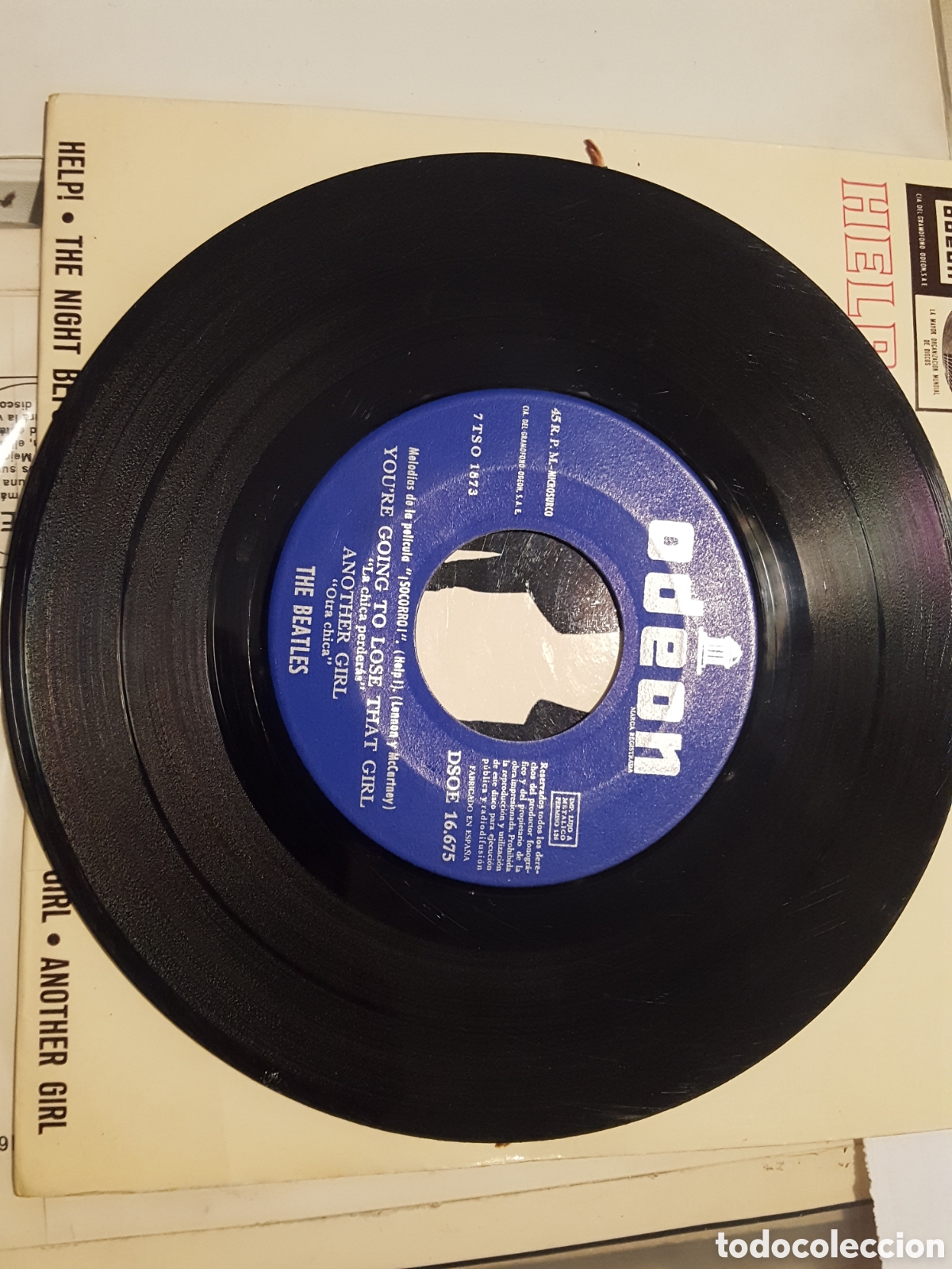 Discos de vinilo: E.P. - Single - The Beatles &ndash; Help! = &iexcl;Socorro! - Odeon &ndash; DSOE 16.675 - Spain - Foto 7
