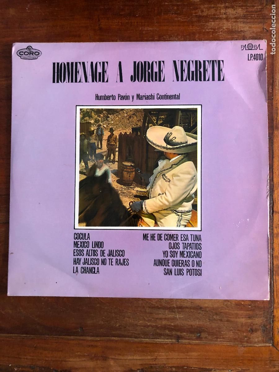 Dischi in vinile: HOMENAGE A JORGE NEGRETE. HUMBERTO PAVON Y MARIACHI CONTINENTAL 1971 LP