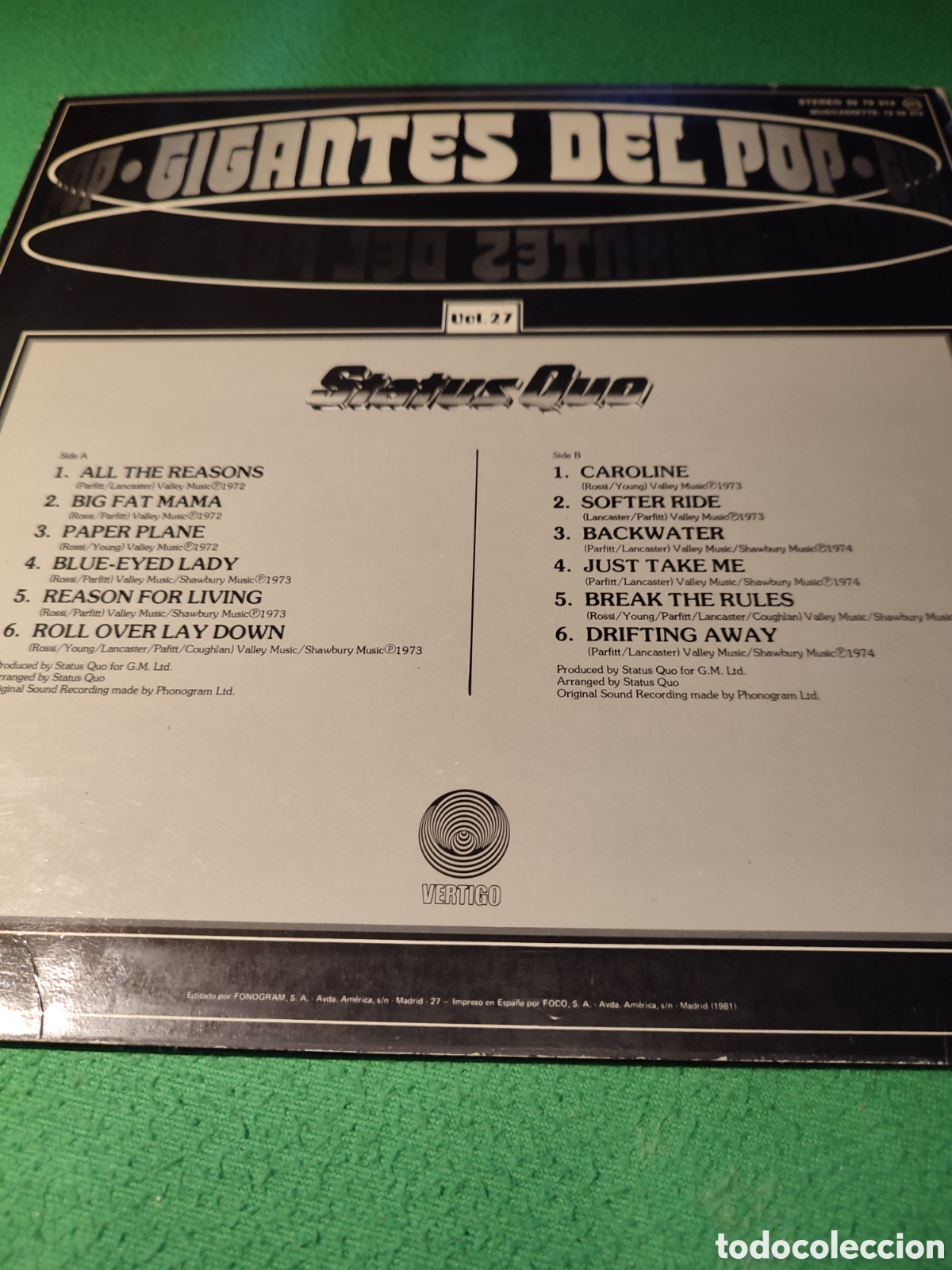 Discos de vinilo: Status Quo - Gigantes del Pop vol 27 - Foto 2