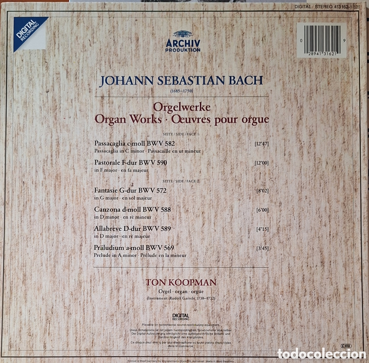 Discos de vinilo: Orgelwerke. J. S. Bach. Ton Koopman - Foto 3