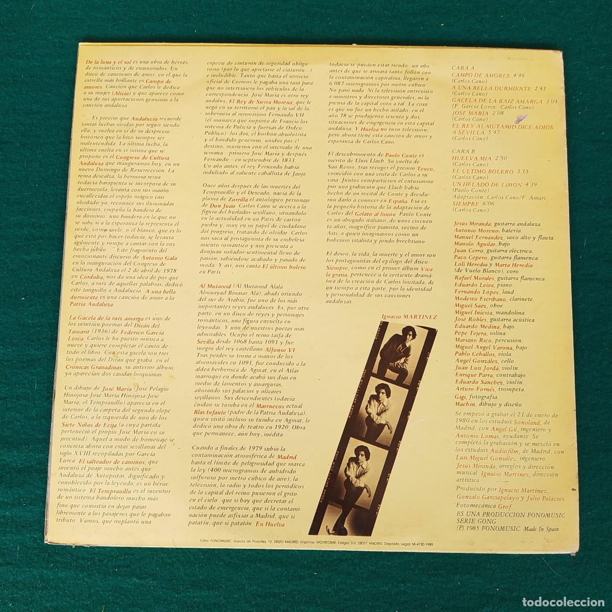 Discos de vinilo: Carlos Cano &ndash; De La Luna Y El Sol - Foto 2