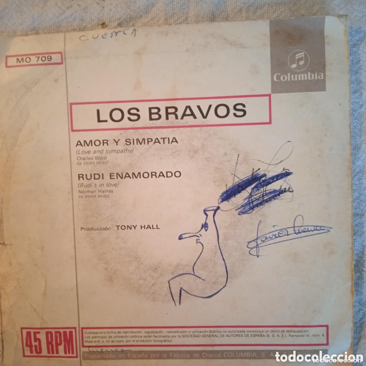 Discos de vinilo: Vinilo single LOS BRAVOS amor y simpatia - Foto 3