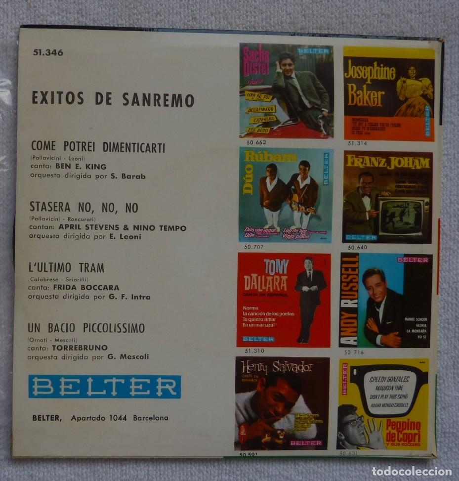 Discos de vinilo: EXITOS DE SAN REMO // BEN E. KING+3 // 1964 // EP - Foto 2