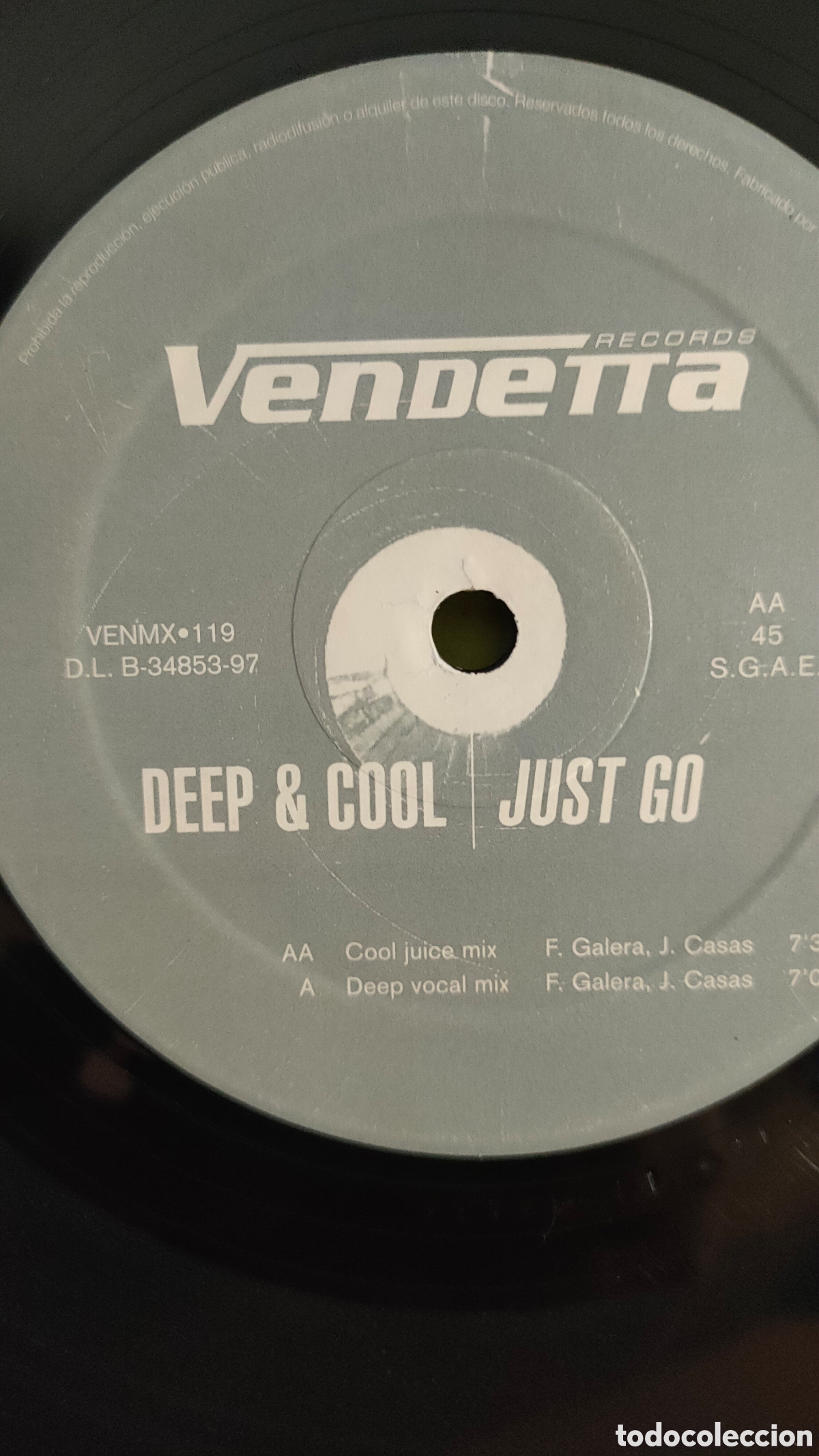 Discos de vinilo: Deep & Cool &ndash; Just Go . 1997 original Spain disco 12&rdquo; vinilo - Foto 3