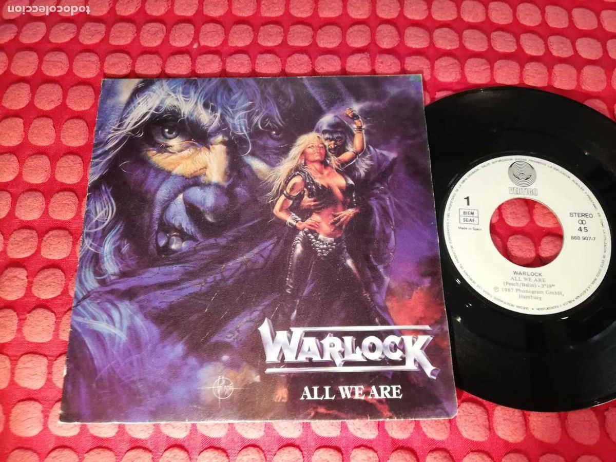 Discos de vinilo: WARLOCK All We Are SPAIN 1987 SINGLE - Foto 2