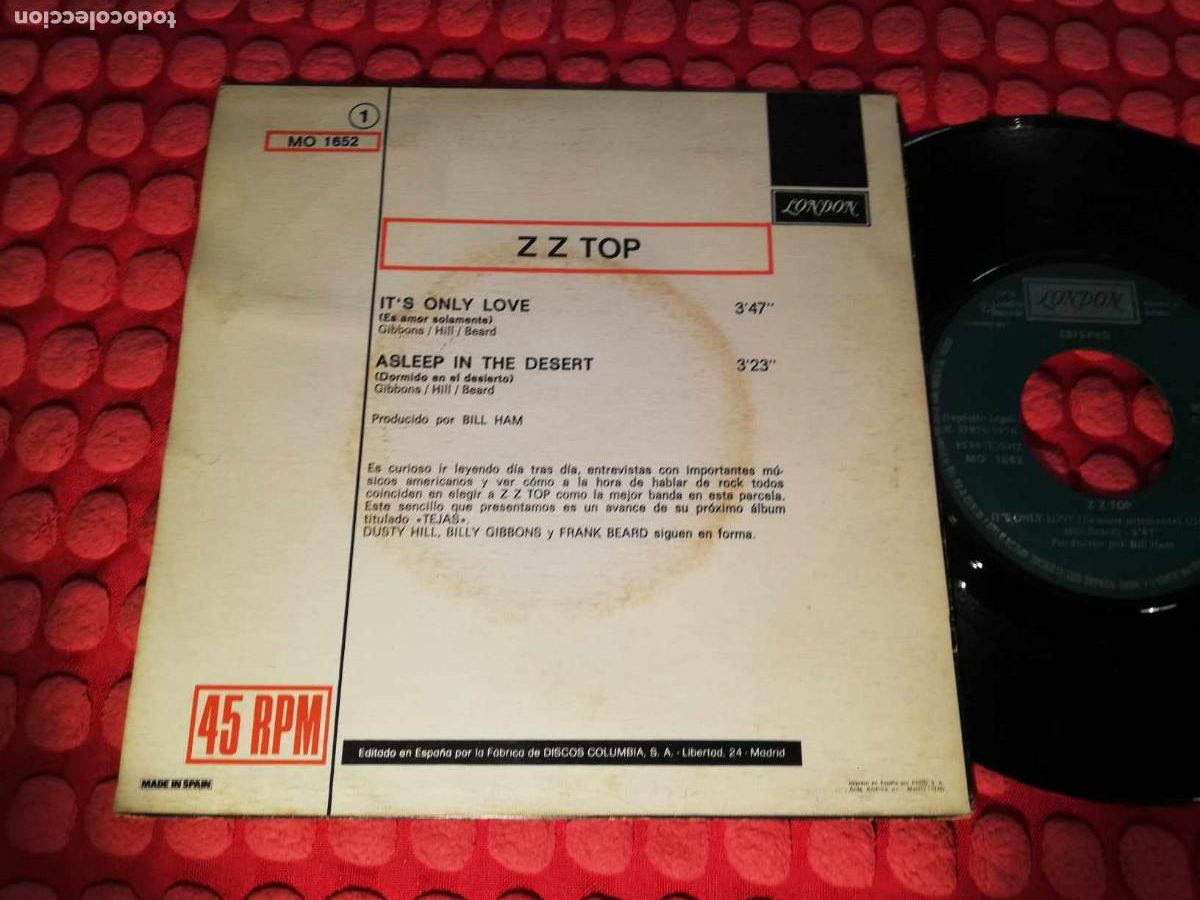 Discos de vinilo: ZZ TOP Its Only Love 1976 SPAIN SINGLE - Foto 2